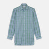 View 1 of product Green and Blue Fancy Check Regular Fit Shirt with T&A Collar