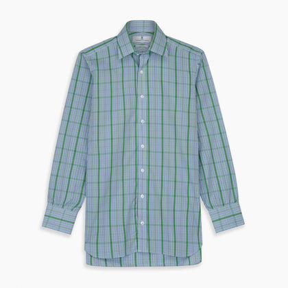 Green and Blue Fancy Check Regular Fit Shirt with T&A Collar Image 5