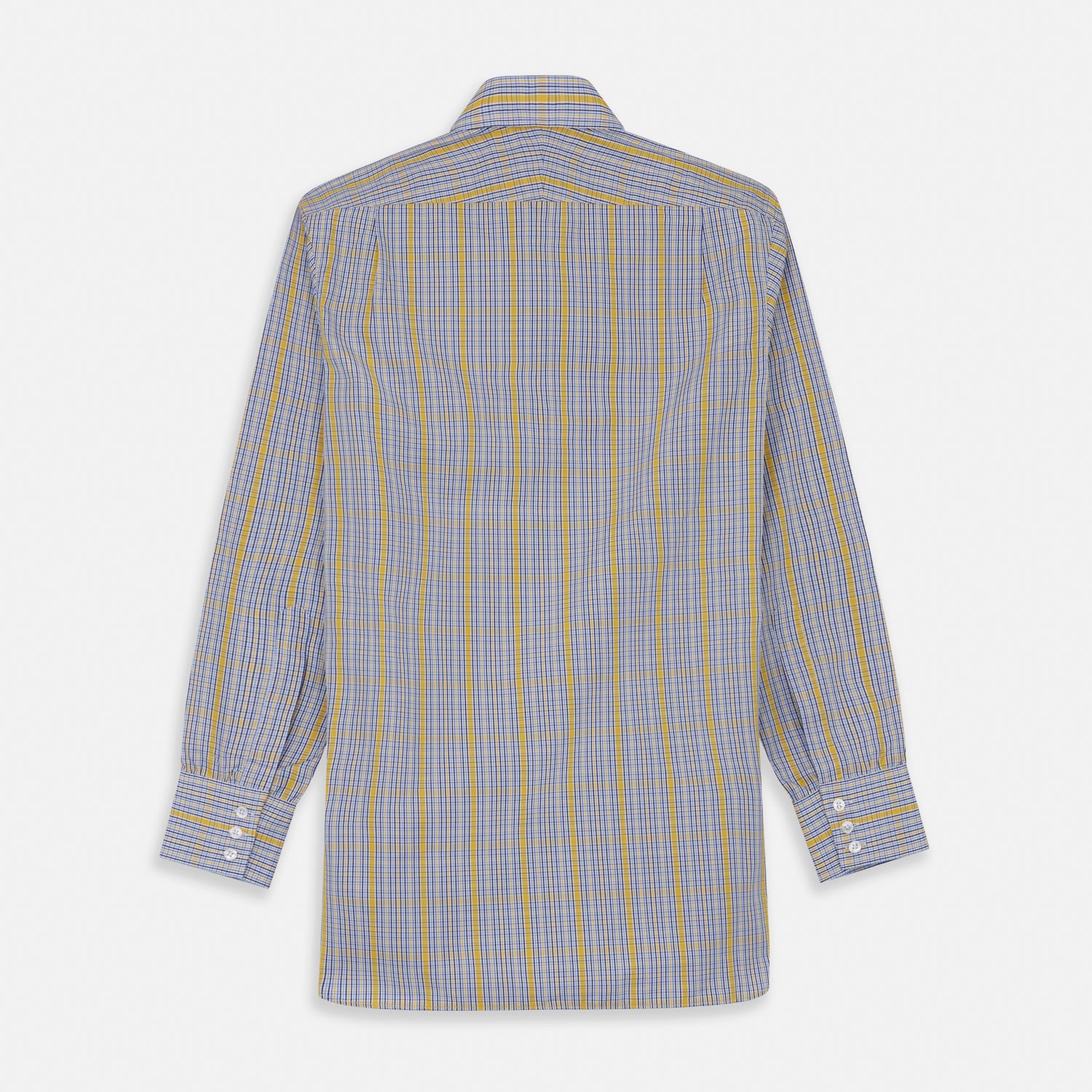 View 7 of product Yellow and Blue Fancy Check Regular Fit Shirt with T&A Collar