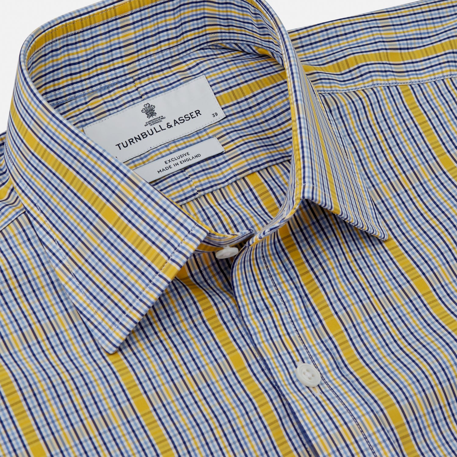View 4 of product Yellow and Blue Fancy Check Regular Fit Shirt with T&A Collar
