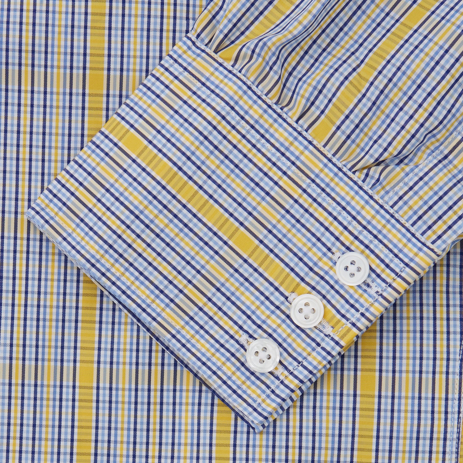 View 5 of product Yellow and Blue Fancy Check Regular Fit Shirt with T&A Collar