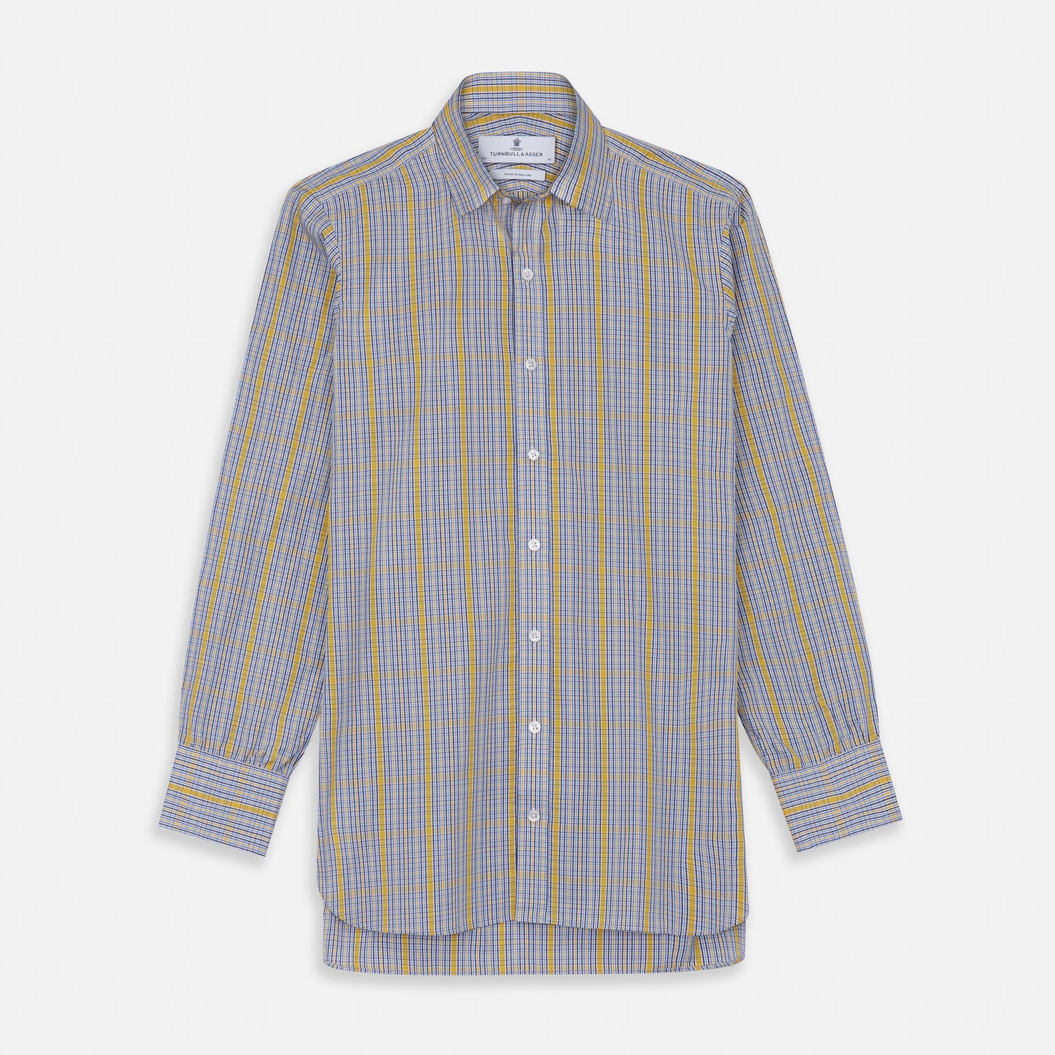 View 2 of product Yellow and Blue Fancy Check Regular Fit Shirt with T&A Collar