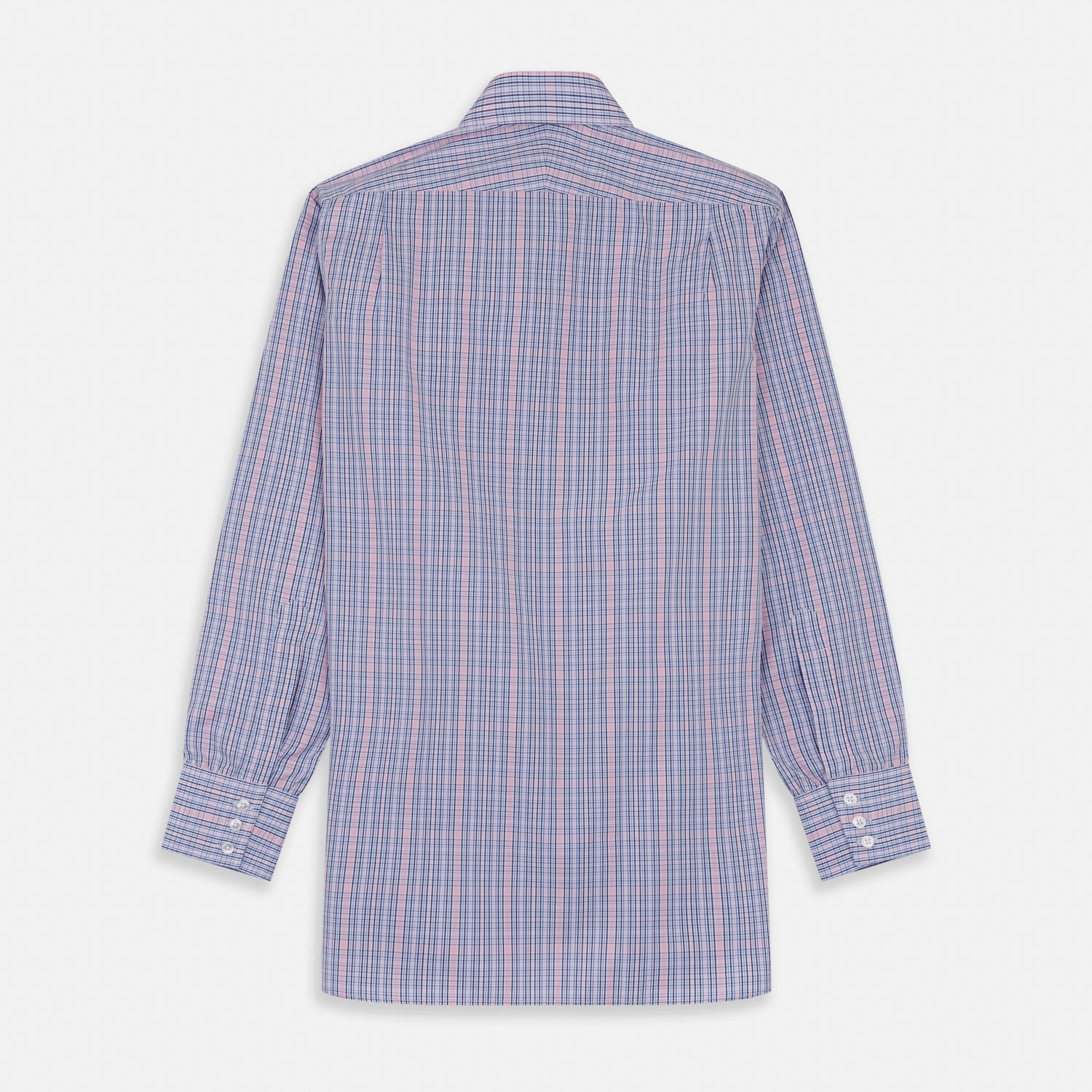 Pink and Blue Fancy Check Regular Fit Shirt with T&A Collar