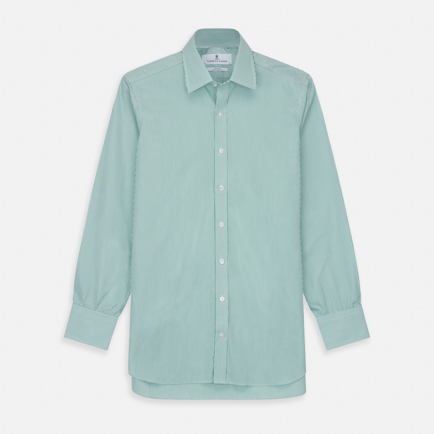 Green Fine Stripe Regular Fit Shirt with T&A Collar