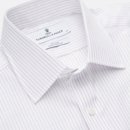 Red & White Stripe Sea Island Quality Cotton Regular Fit Mayfair Shirt Image 1
