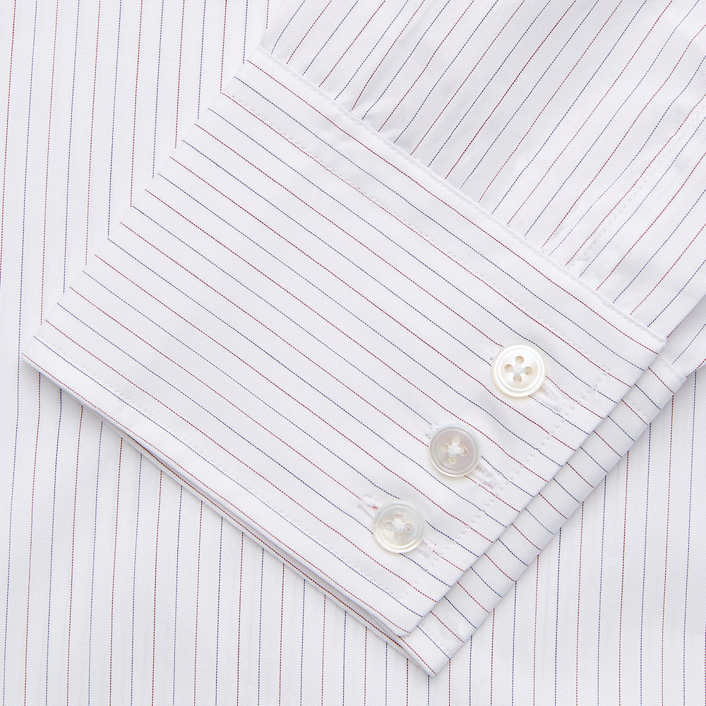Red & White Stripe Sea Island Quality Cotton Regular Fit Mayfair Shirt