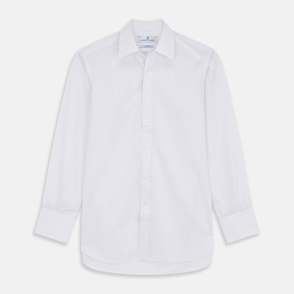 Red & White Stripe Sea Island Quality Cotton Regular Fit Mayfair Shirt