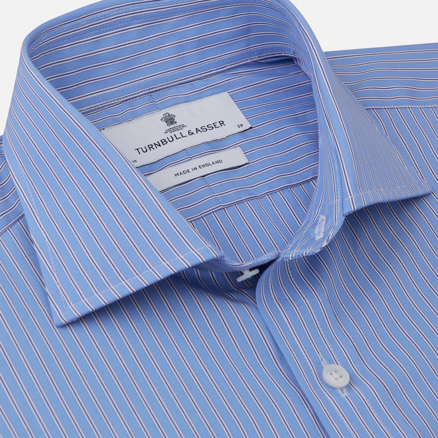 View 2 of product Oxford Blue Fancy Stripe Tailored Fit Shirt with Kent Collar and 2-Button Cuffs