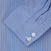View 3 of product Oxford Blue Fancy Stripe Tailored Fit Shirt with Kent Collar and 2-Button Cuffs