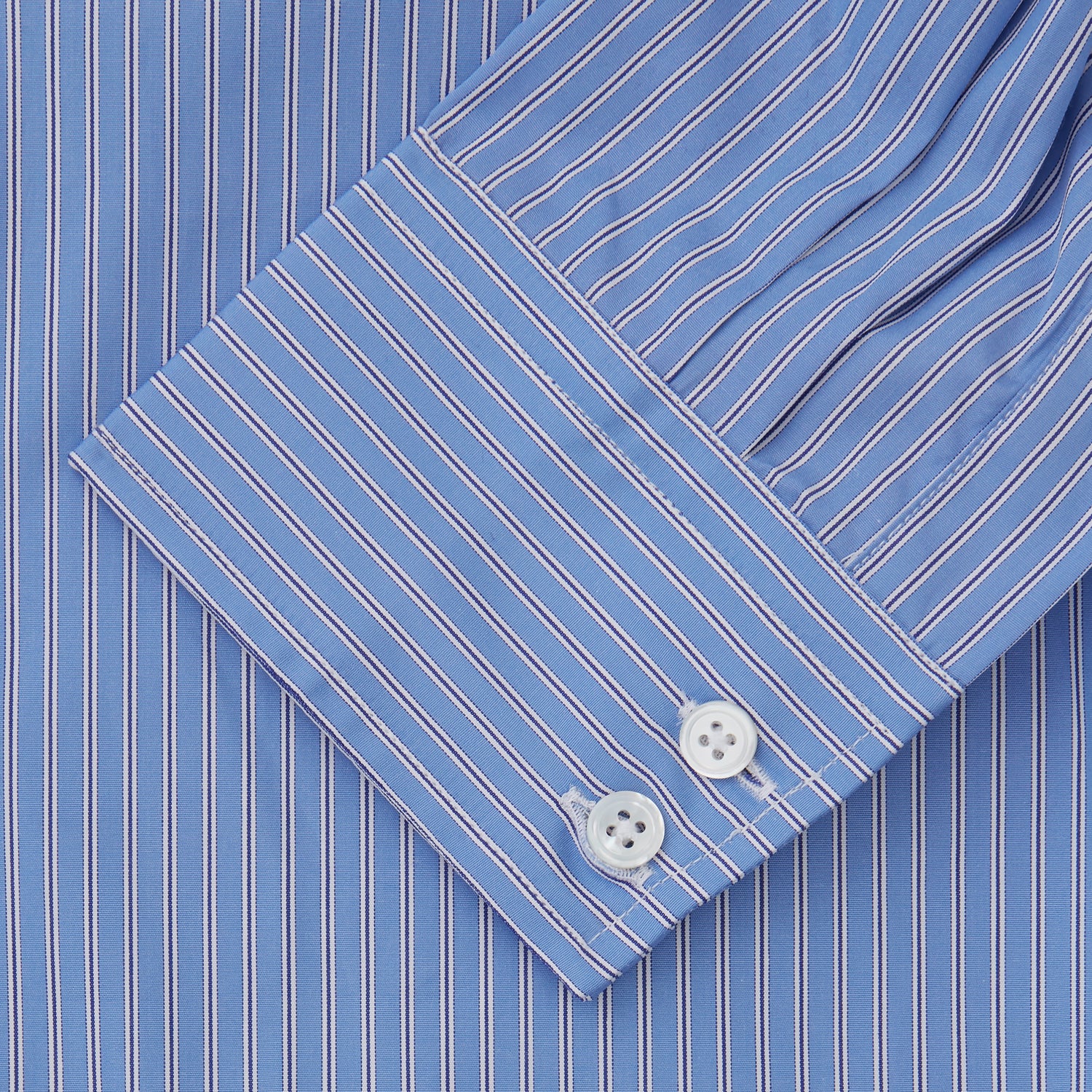 View 3 of product Oxford Blue Fancy Stripe Tailored Fit Shirt with Kent Collar and 2-Button Cuffs