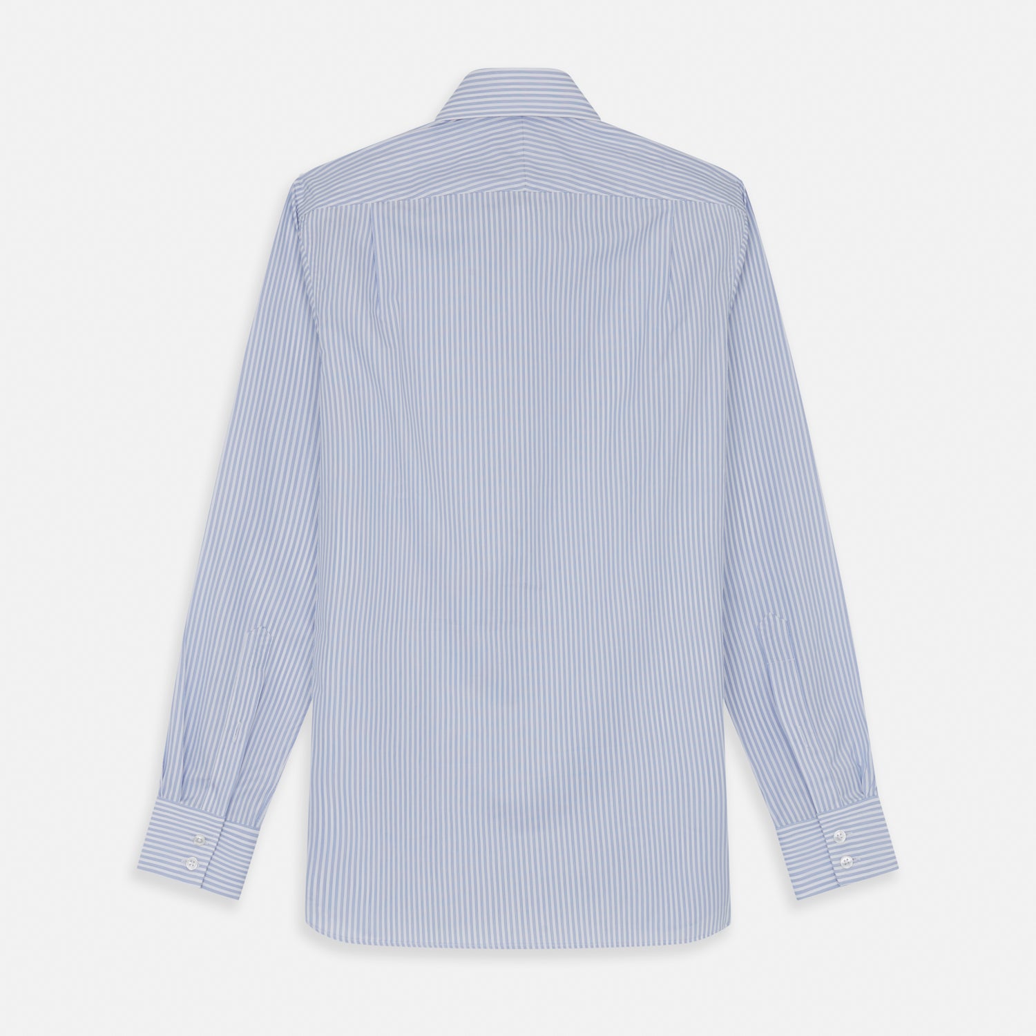 View 5 of product Sky Blue and White Stripe Tailored Fit Shirt with Kent Collar and 2-Button Cuffs