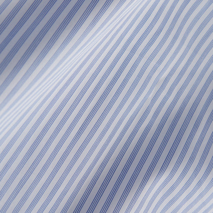 Sky Blue and White Stripe Tailored Fit Shirt with Kent Collar and 2-Button Cuffs Image 3