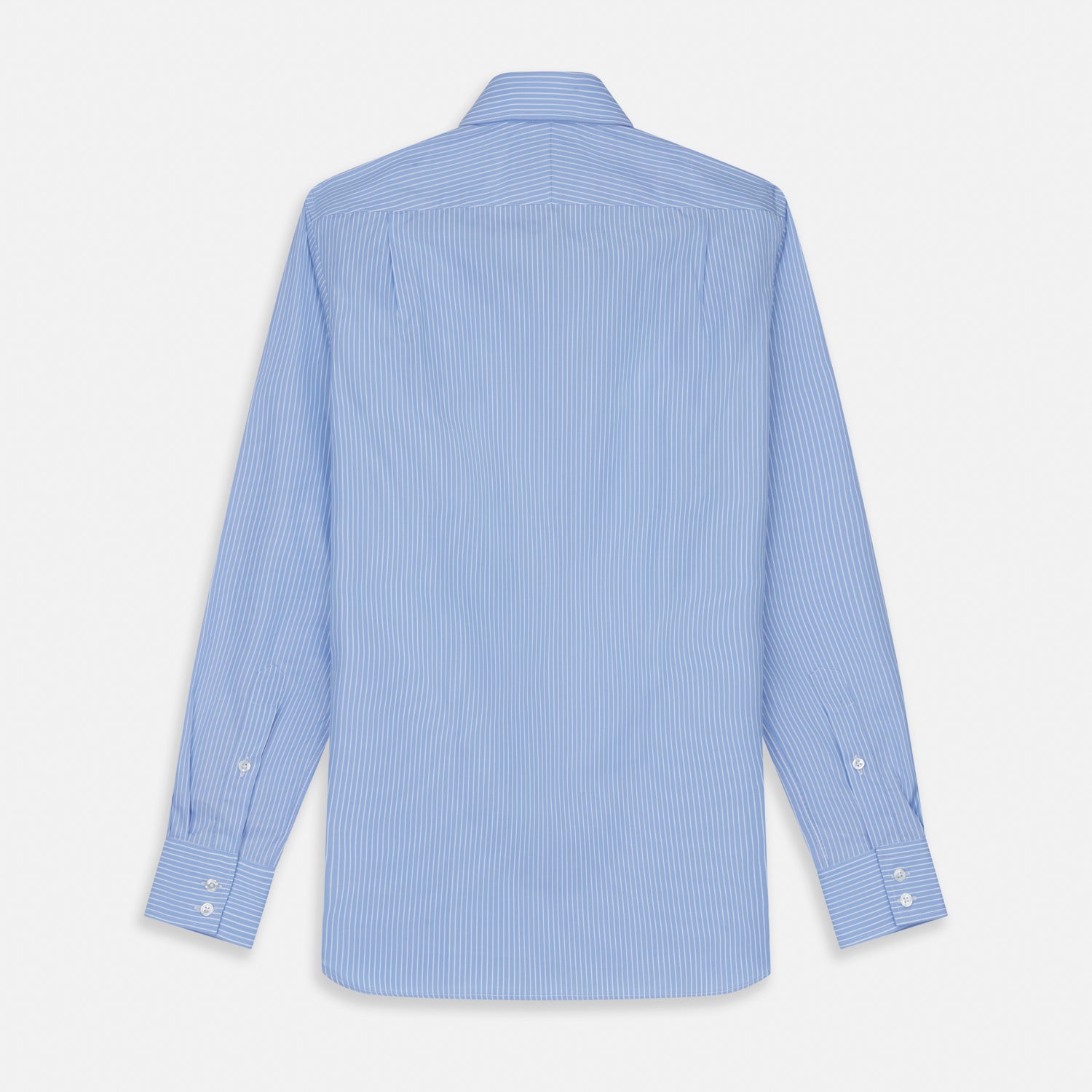 View 5 of product Powder Blue Stripe Tailored Fit Shirt with Kent Collar and 2-Button Cuffs