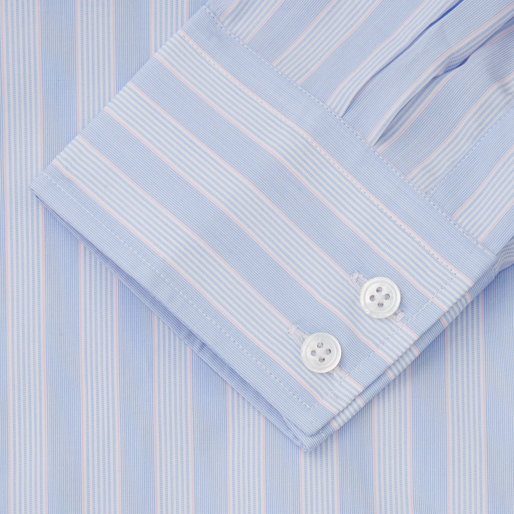 Pink and Blue Stripe Tailored Fit Shirt with Kent Collar