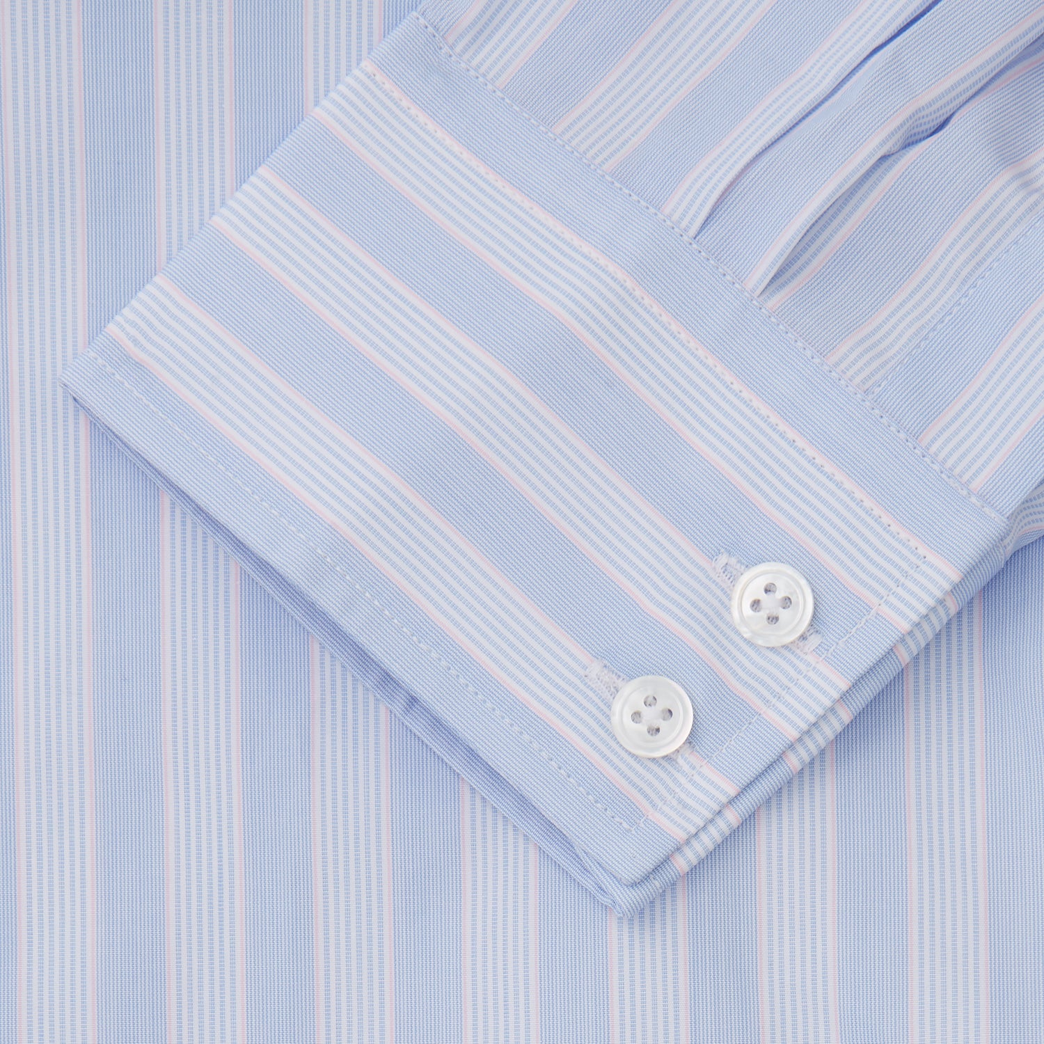 View 3 of product Pink and Blue Stripe Tailored Fit Shirt with Kent Collar