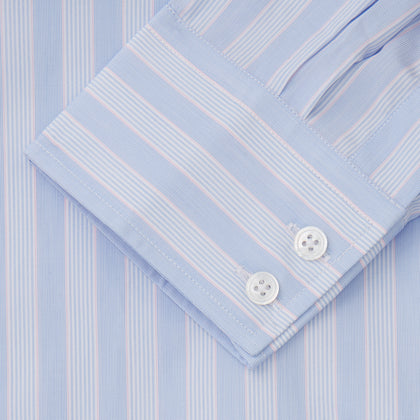 Pink and Blue Stripe Tailored Fit Shirt with Kent Collar Image 2