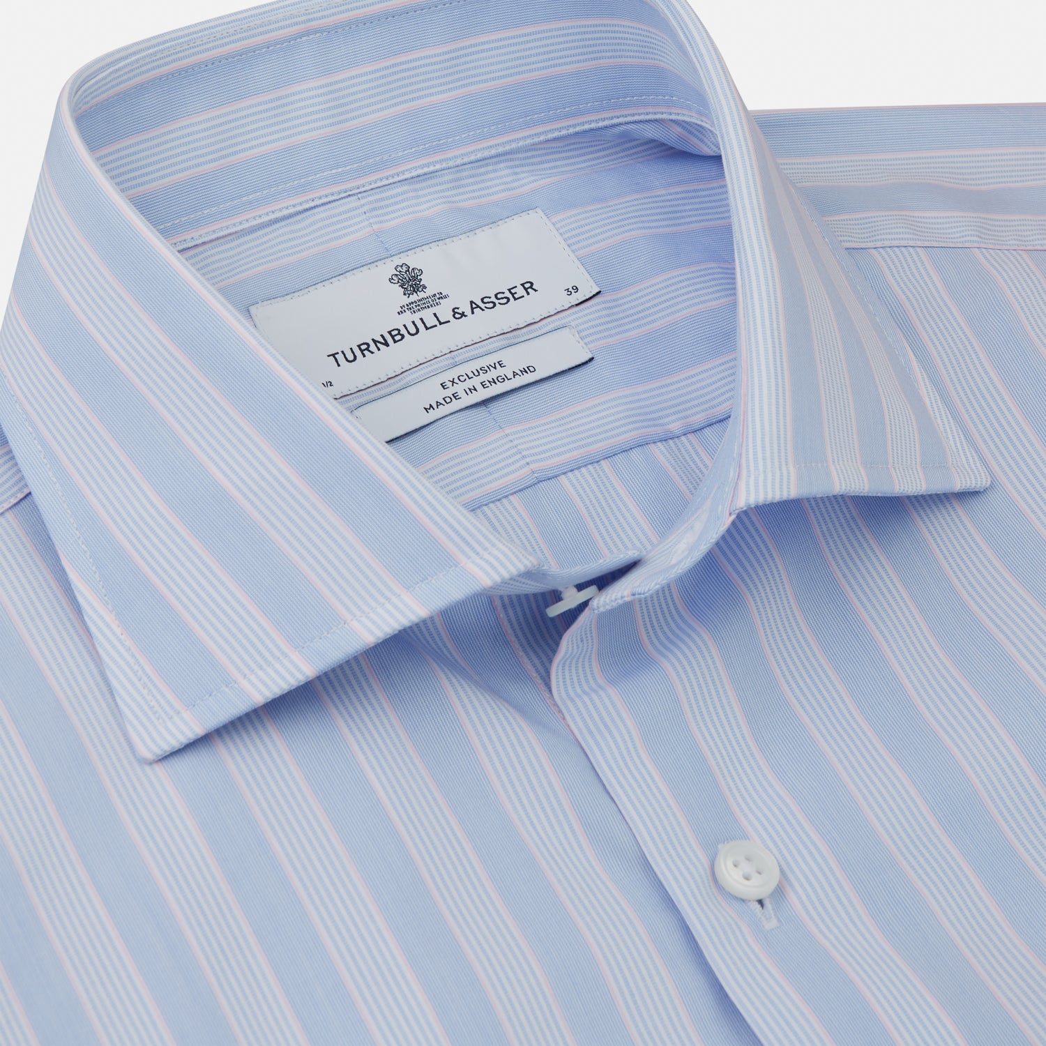 View 2 of product Pink and Blue Stripe Tailored Fit Shirt with Kent Collar