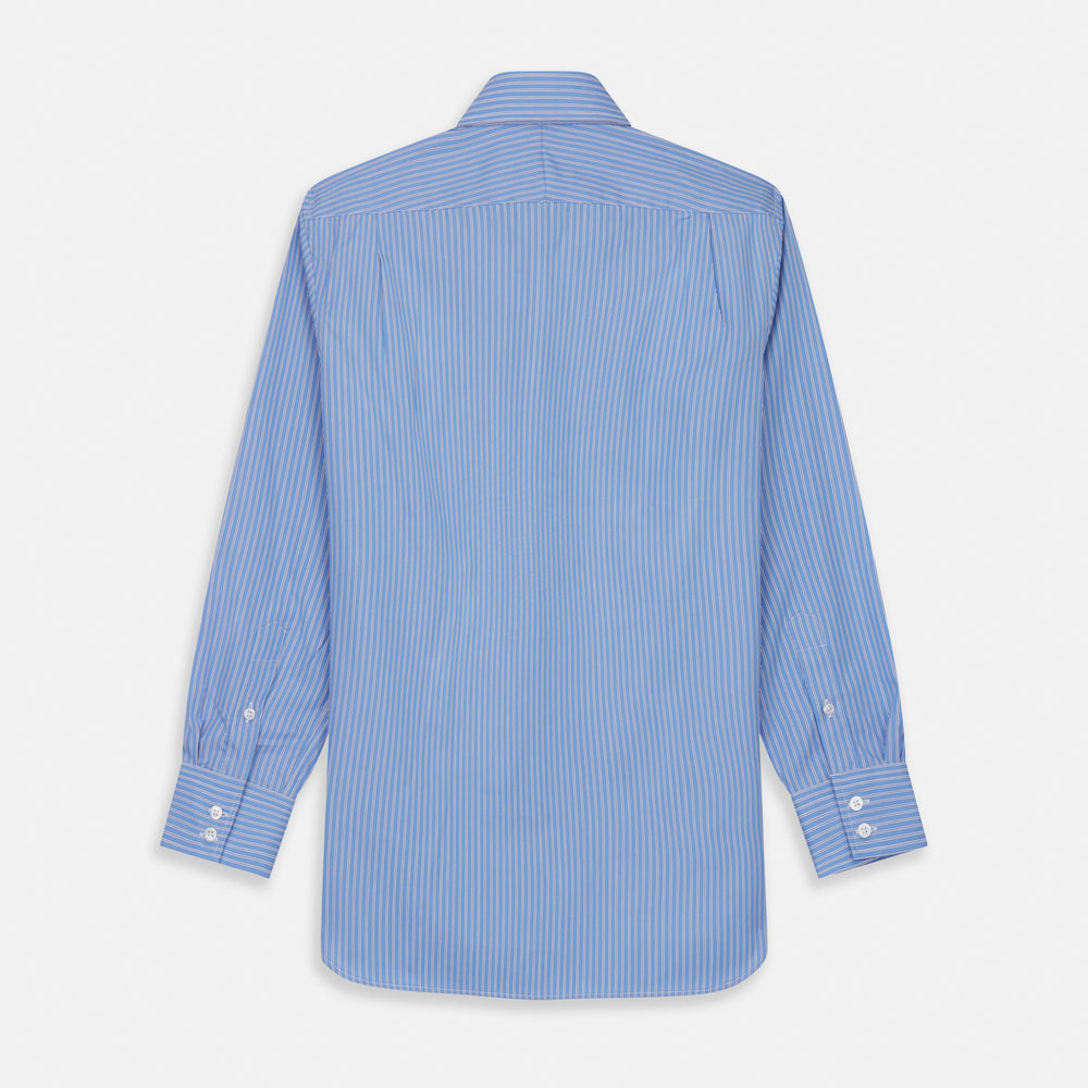 Oxford Blue Fancy Stripe Tailored Fit Shirt with Kent Collar and 2-Button Cuffs