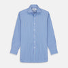 View 1 of product Oxford Blue Fancy Stripe Tailored Fit Shirt with Kent Collar and 2-Button Cuffs