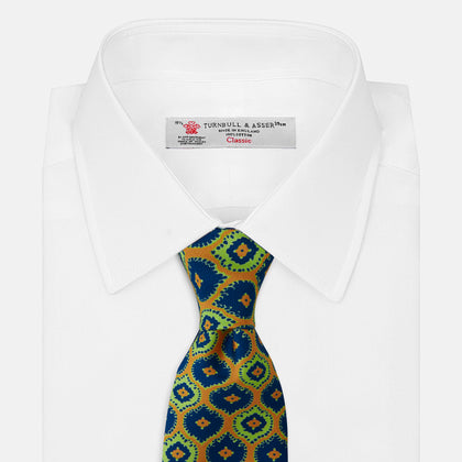 Yellow Medallion Printed Silk Tie
