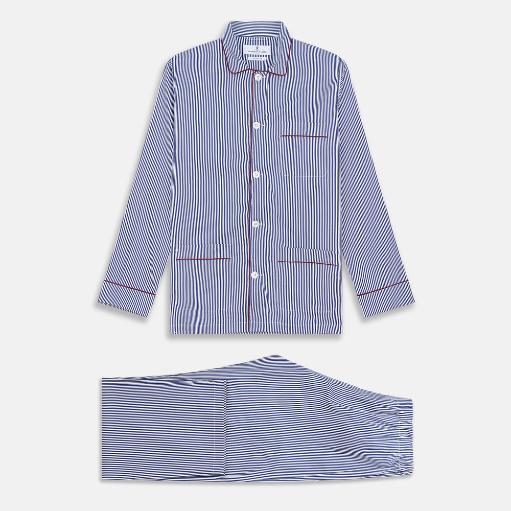 Navy & White Stripe Cotton Modern Pyjama Set