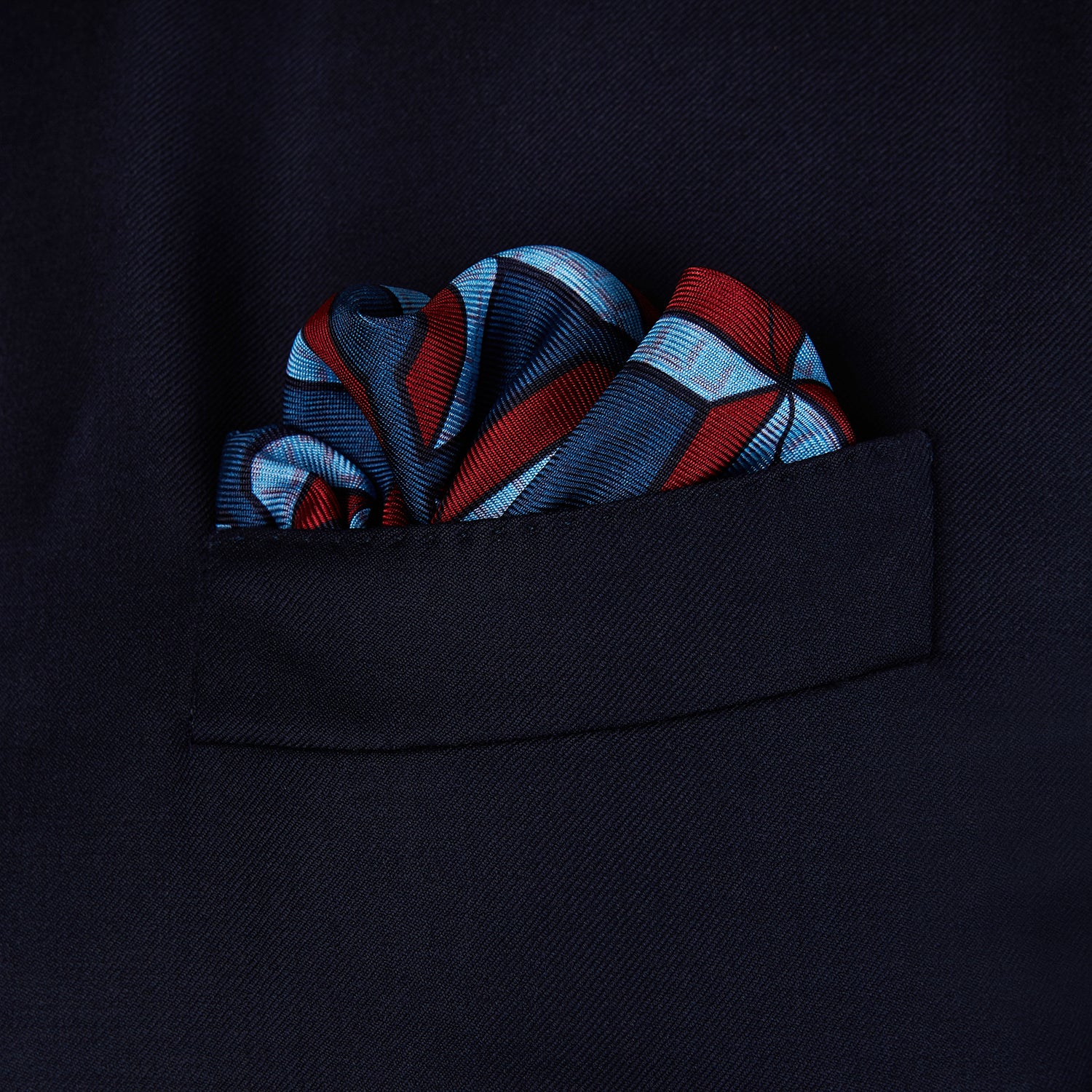 View 3 of product Red Multi Crosses Double-Faced Silk Pocket Square
