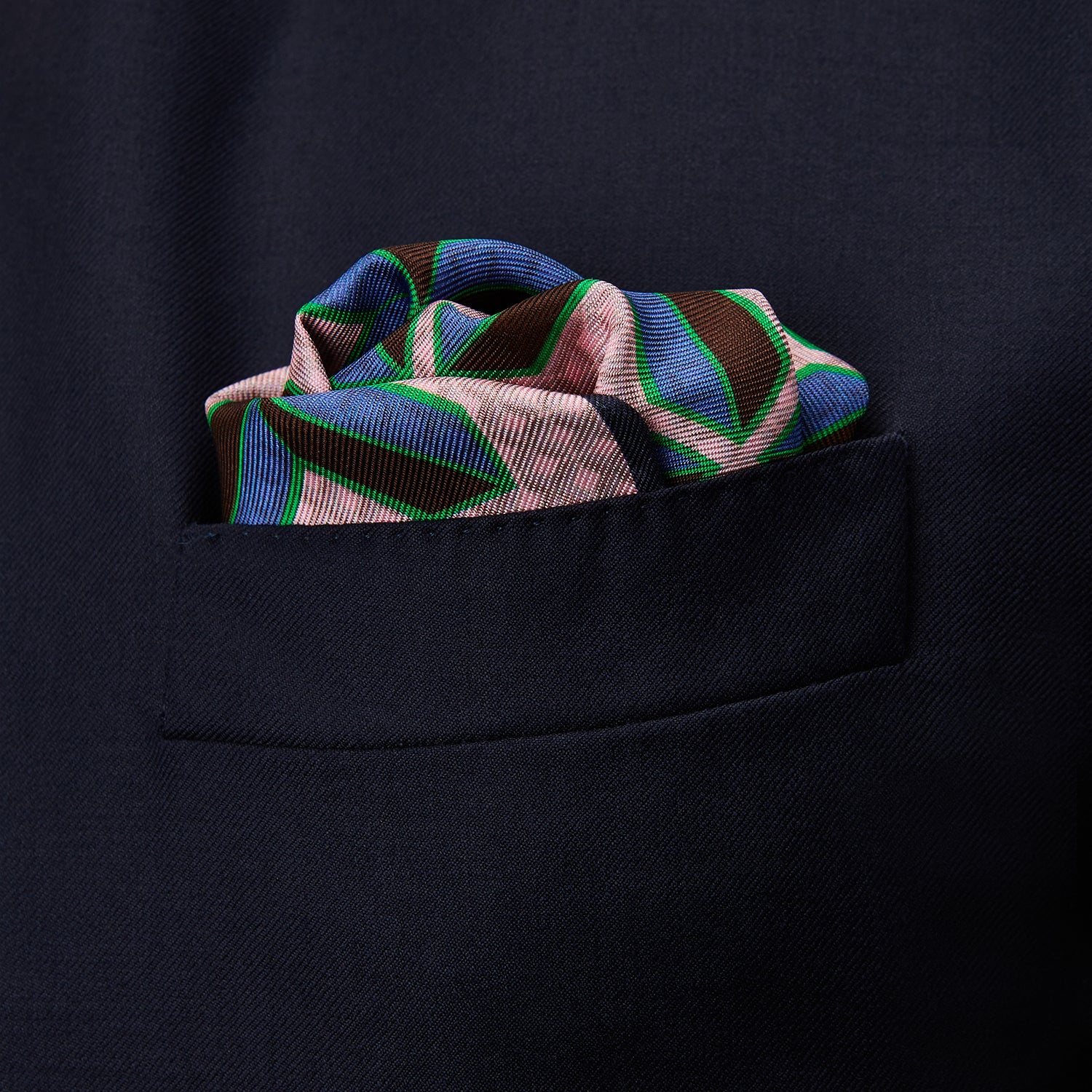 View 3 of product Pink Multi Crosses Double-Faced Silk Pocket Square
