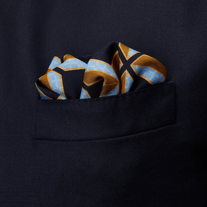 Navy Multi Crosses Double-Faced Silk Pocket Square Image 2