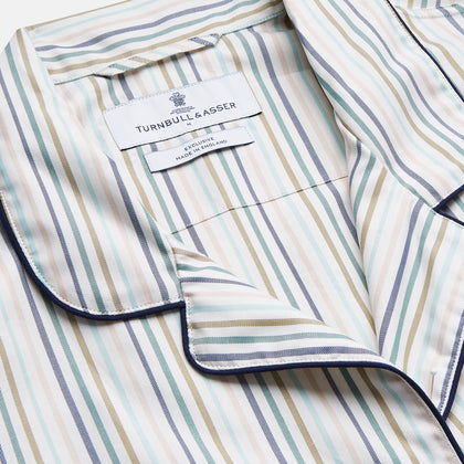 Green Multi Stripe Harriet Women’s Pyjama Set Image 2
