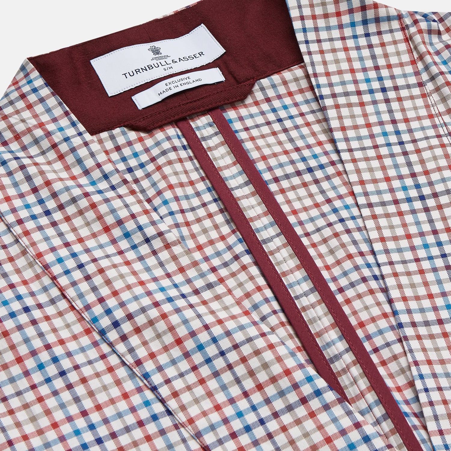 View 2 of product Burgundy Multi Check Cotton Kimono Gown
