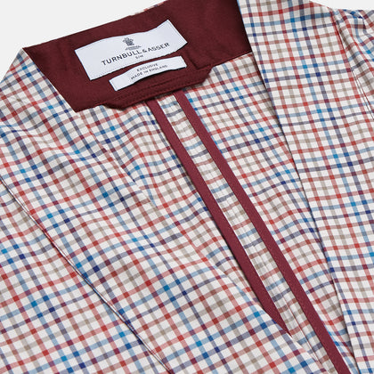 Burgundy Multi Check Cotton Kimono Gown