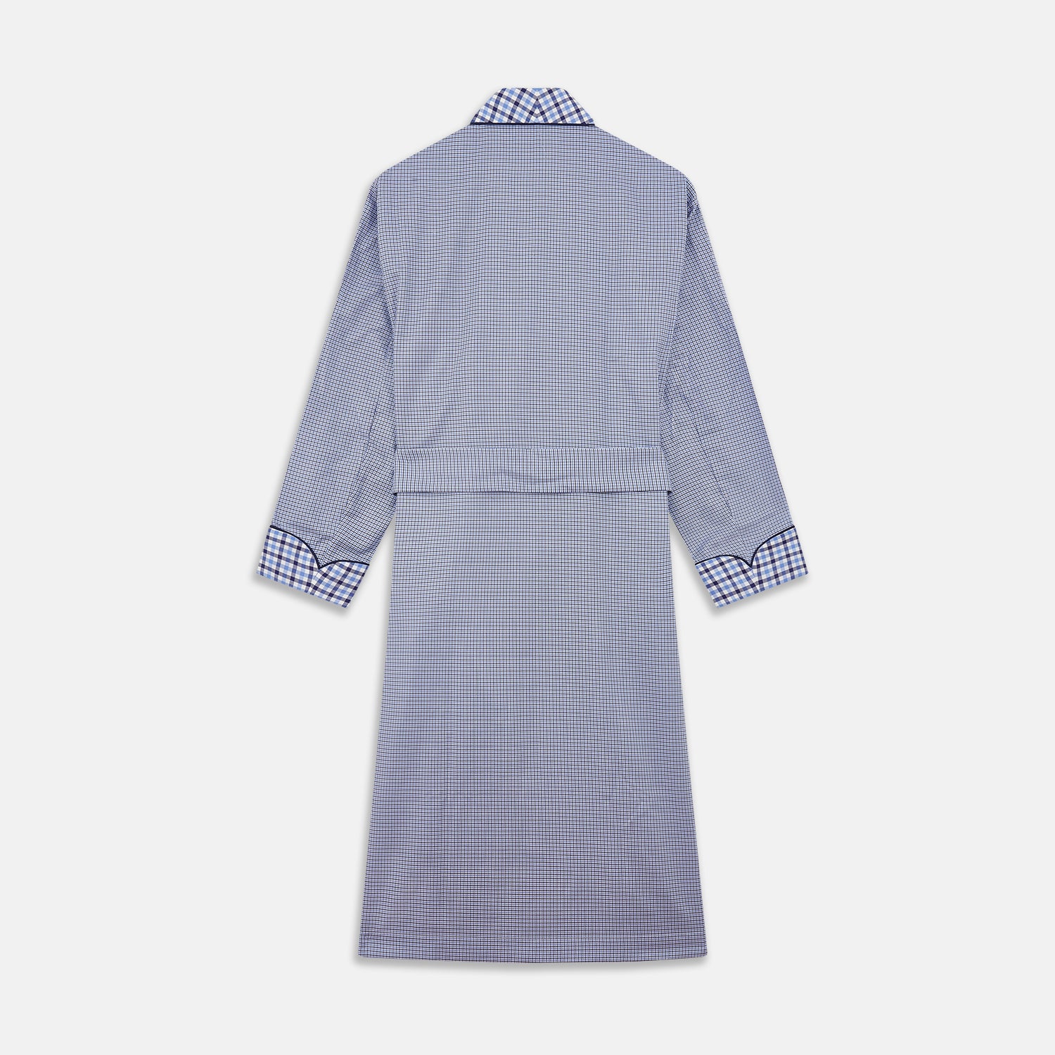 View 5 of product Blue Multi Check Contrast Cotton Gown