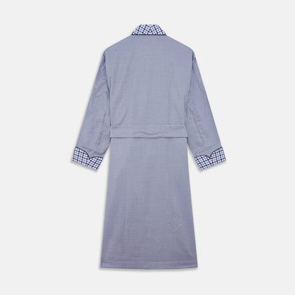 Blue Multi Check Contrast Cotton Gown Image 4