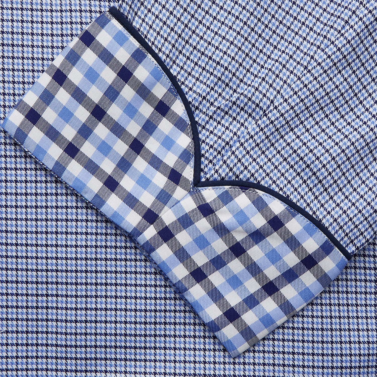 View 3 of product Blue Multi Check Contrast Cotton Gown