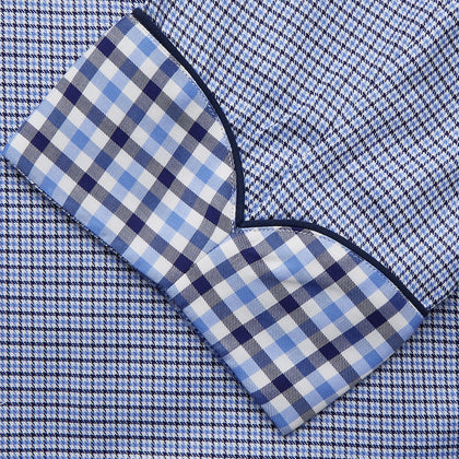 Blue Multi Check Contrast Cotton Gown Image 2