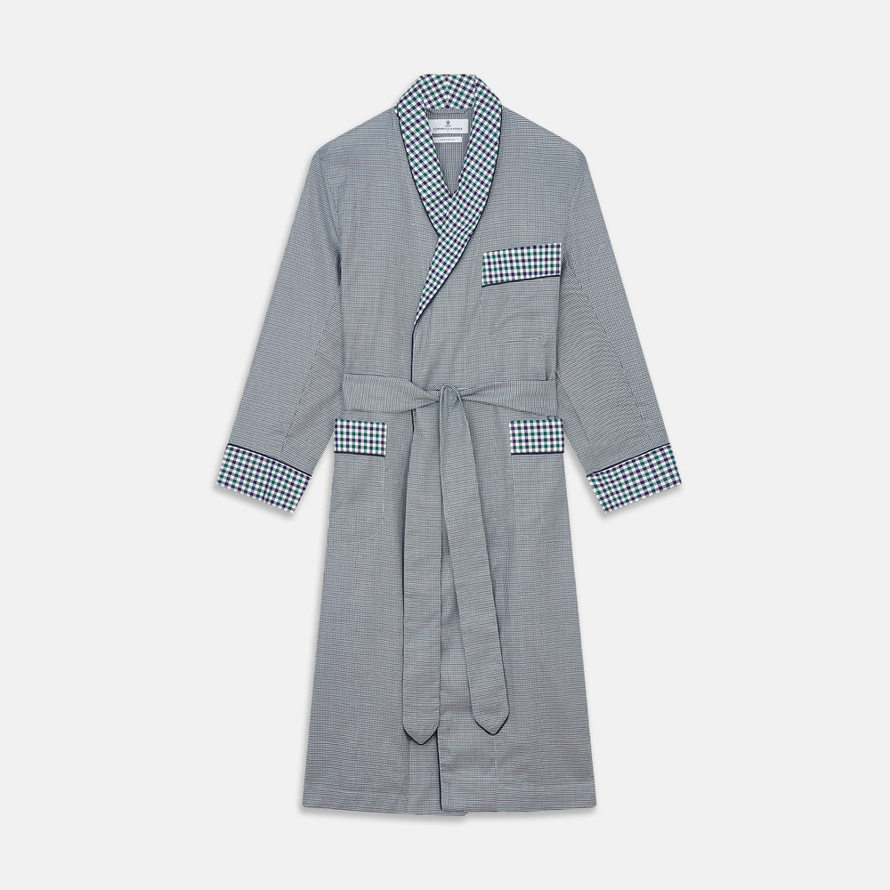 Green Multi Check Contrast Cotton Gown