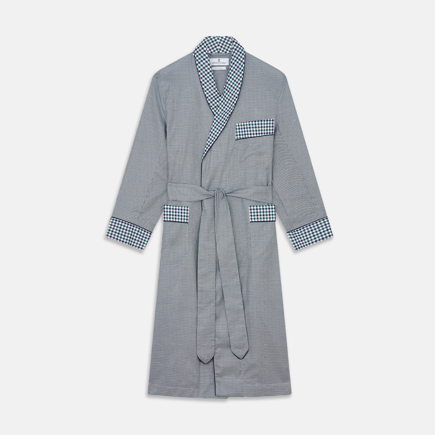 View 1 of product Green Multi Check Contrast Cotton Gown