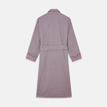 Burgundy Multi Check Contrast Cotton Gown Image 4