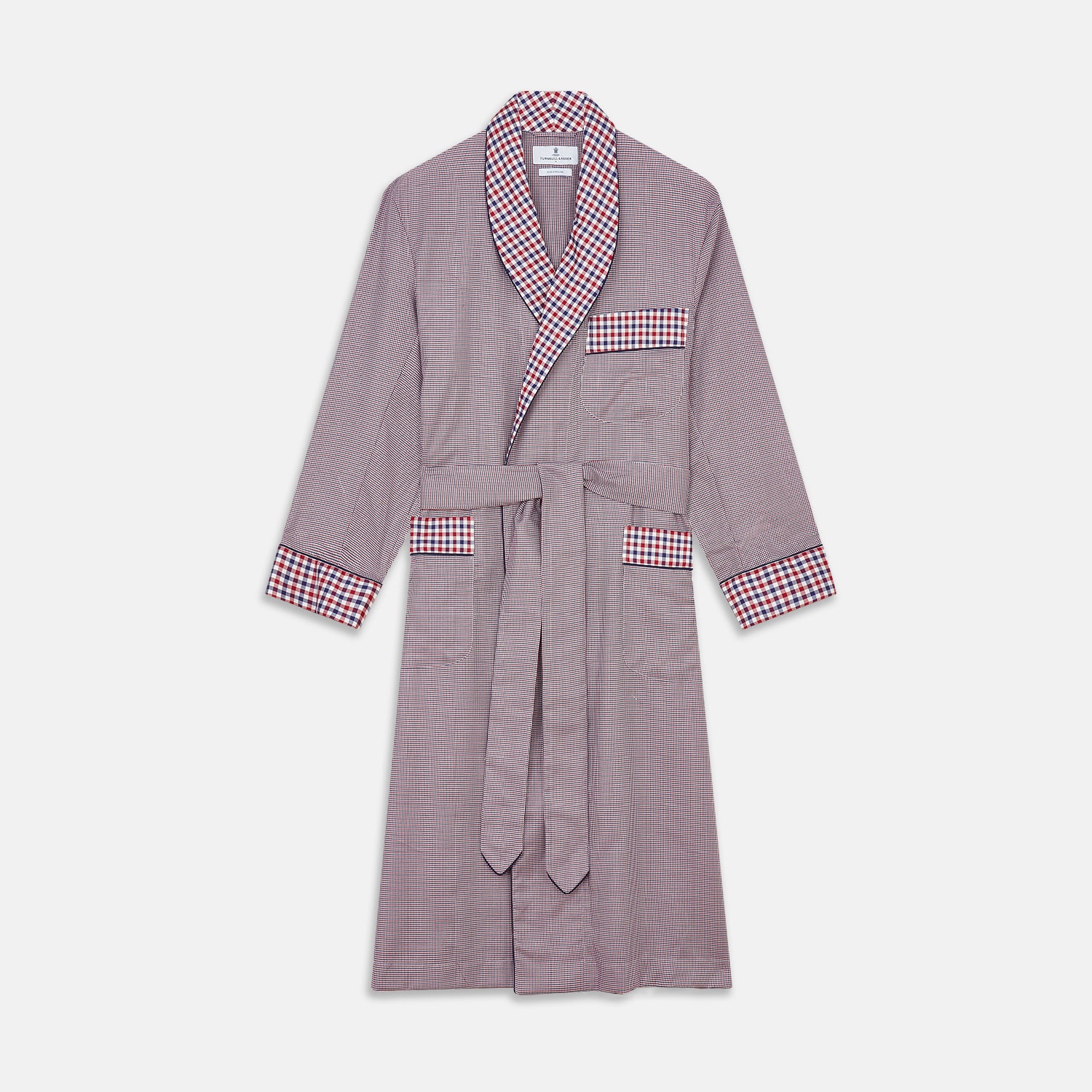 View 1 of product Burgundy Multi Check Contrast Cotton Gown