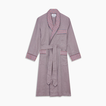 Burgundy Multi Check Contrast Cotton Gown Image 5