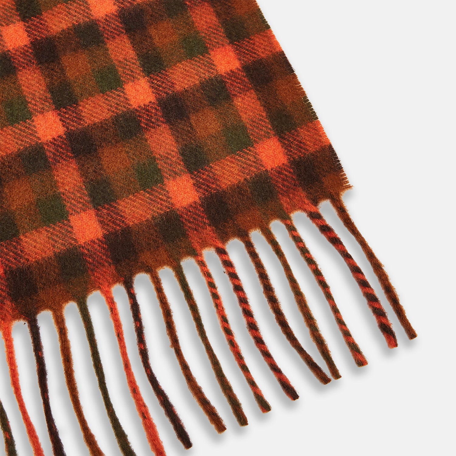 View 3 of product Orange Multi Shepherd Check Cashmere Scarf