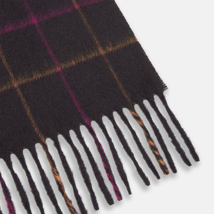 Purple Multi Tattersall Check Cashmere Scarf Image 2