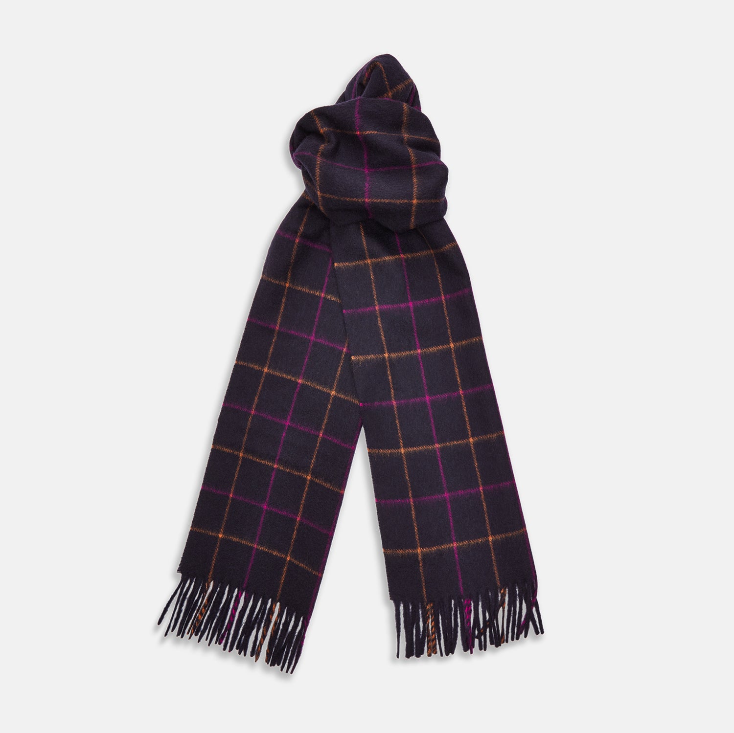 View 2 of product Purple Multi Tattersall Check Cashmere Scarf