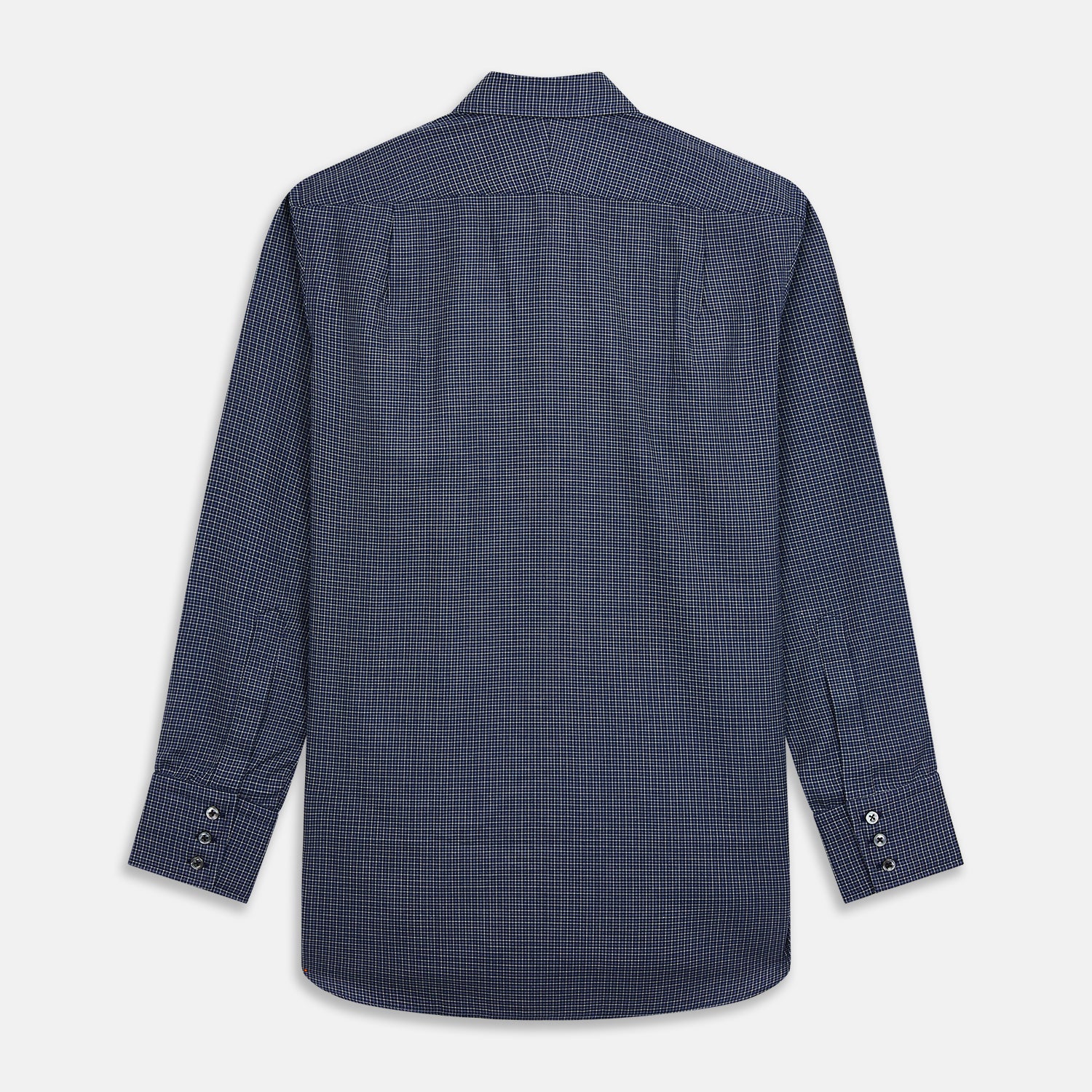 View 7 of product Navy Check Regular Fit Flannel Shirt with T&A Collar and 3 Button Cuffs