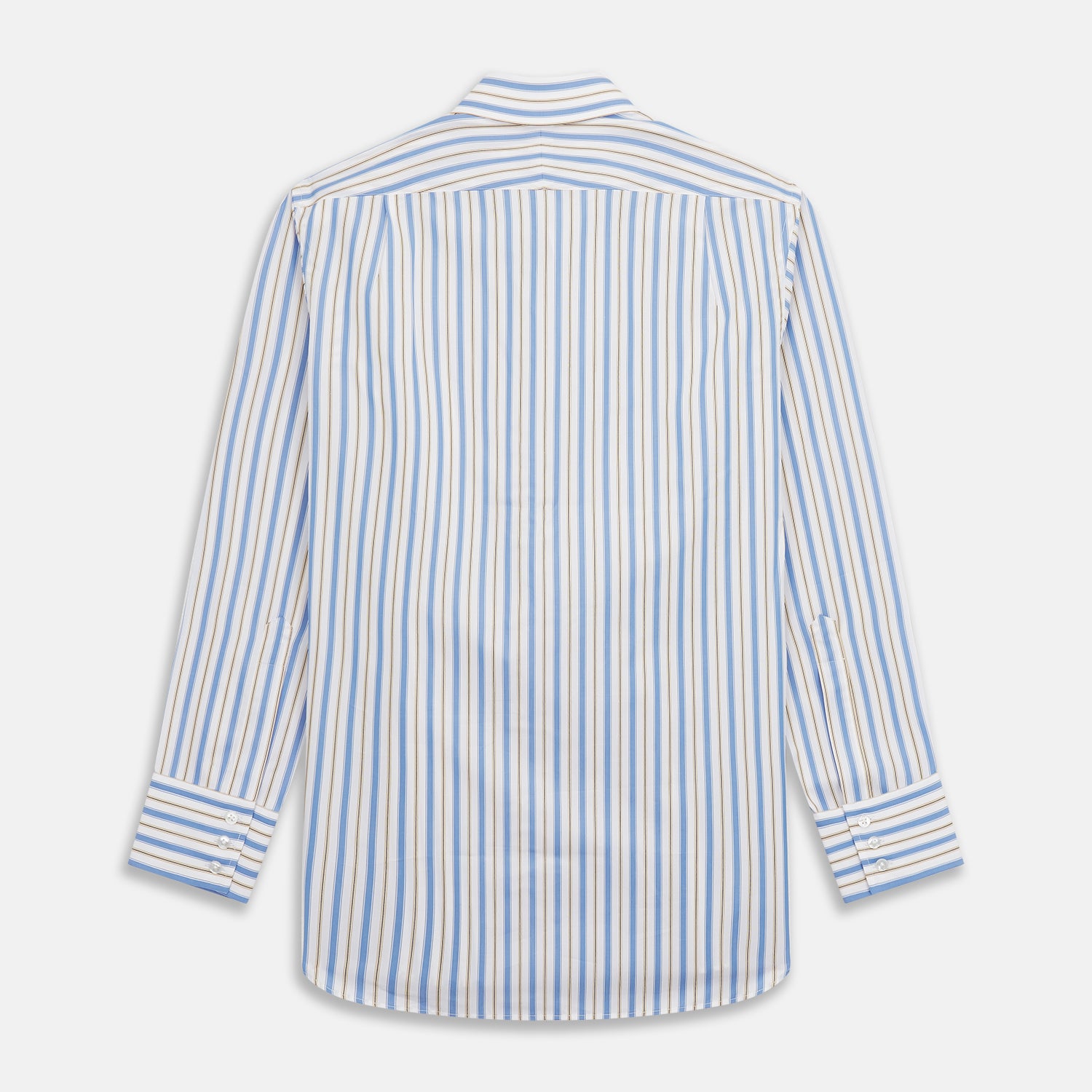 View 7 of product Blue Multi Stripe Regular Fit Shirt with T&A Collar and 3 Button Cuffs