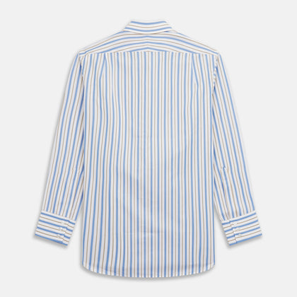 Blue Multi Stripe Regular Fit Shirt with T&A Collar and 3 Button Cuffs Image 6