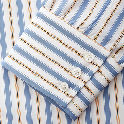Blue Multi Stripe Regular Fit Shirt with T&A Collar and 3 Button Cuffs Image 4