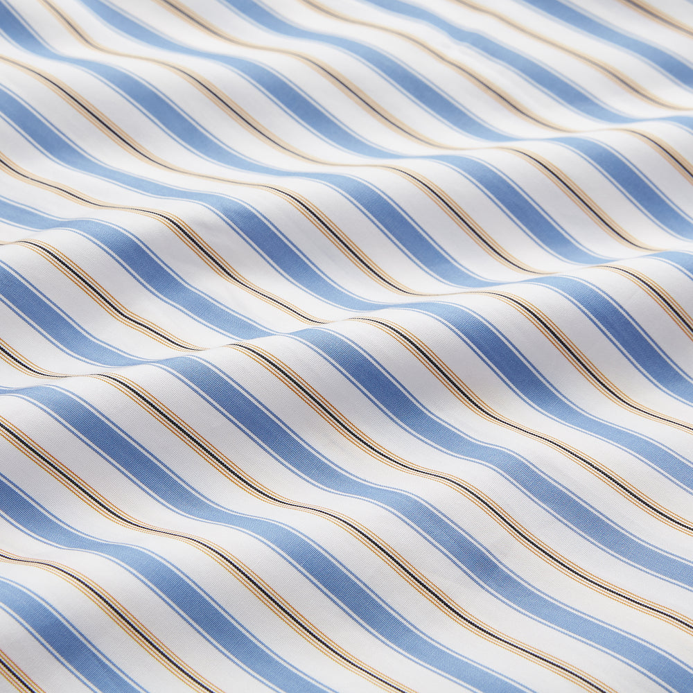 Blue Multi Stripe Regular Fit Shirt with T&A Collar and 3 Button Cuffs