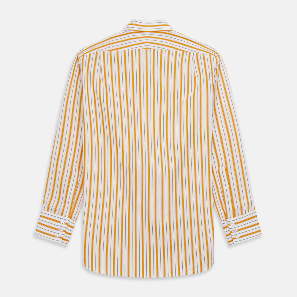 Orange Multi Stripe Regular Fit Shirt with T&A Collar and 3 Button Cuffs
