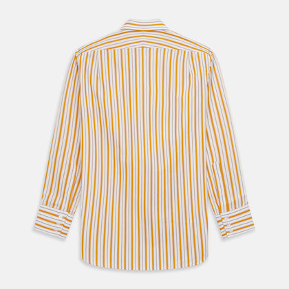 Orange Multi Stripe Regular Fit Shirt with T&A Collar and 3 Button Cuffs Image 6